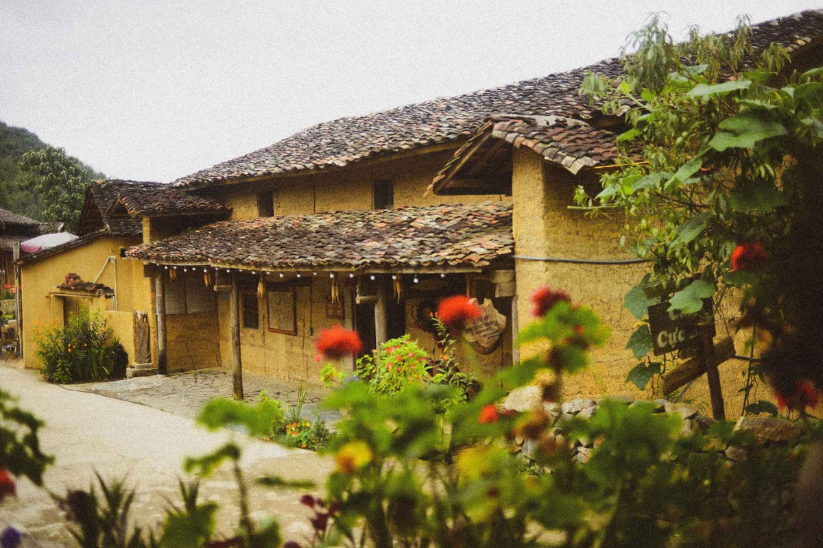 Traditional stilt houses in Lo Lo Chai village below Lung Cu Flag Tower
